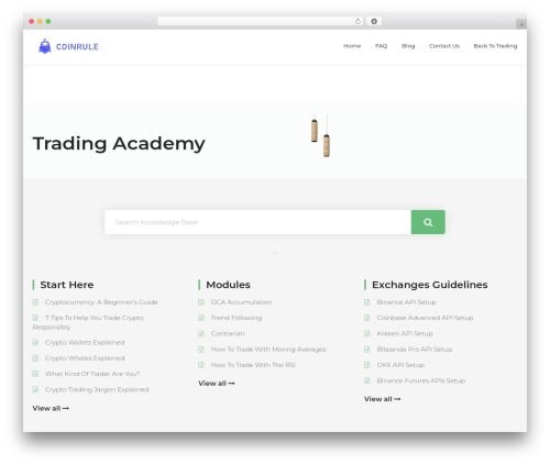 Modeltheme knowledge WordPress plugin - learn.coinrule.com