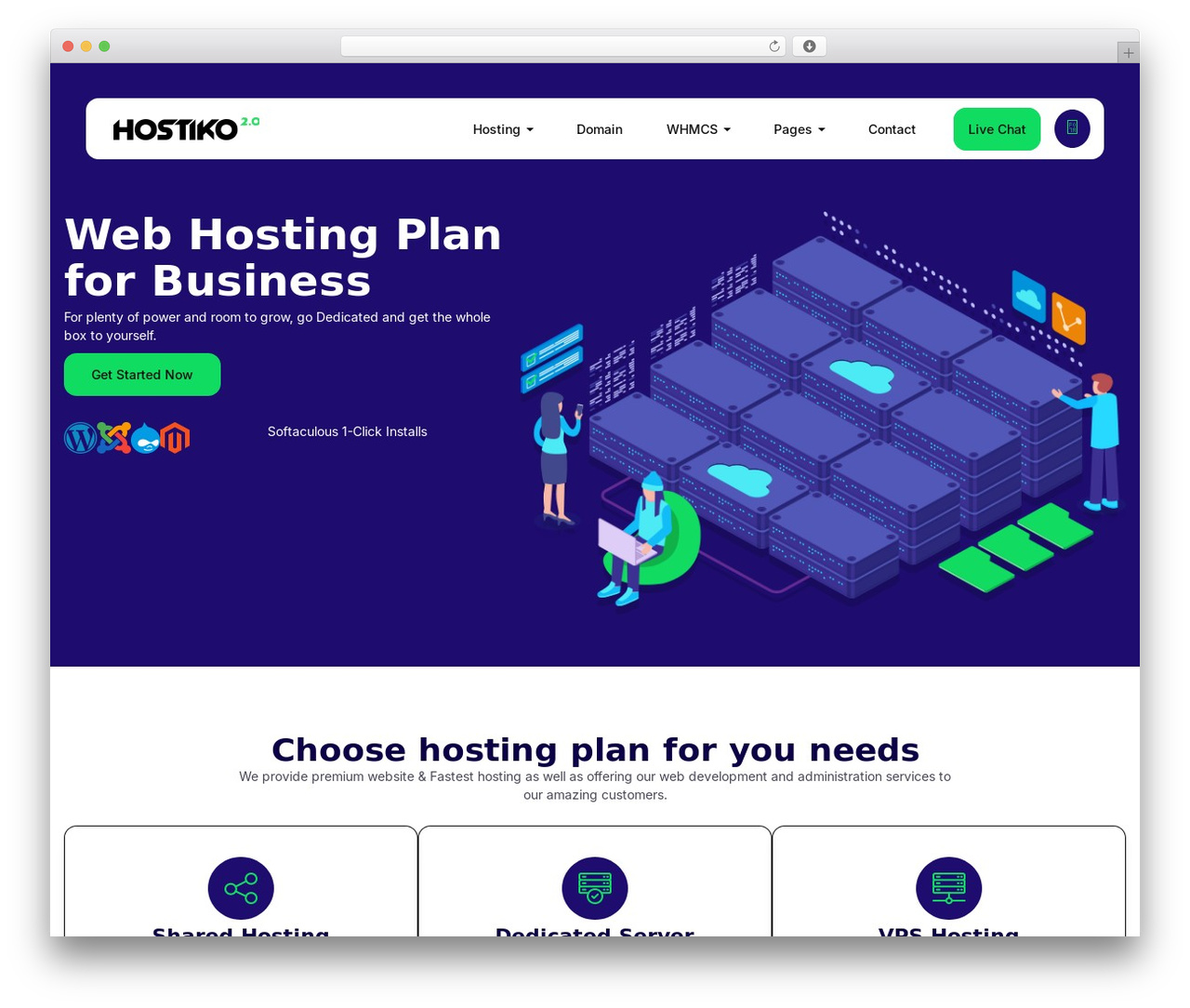 Hostiko WordPress theme - hostiko.com/layout89
