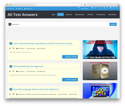 WordPress theme Ask me - www.alltestanswers.com