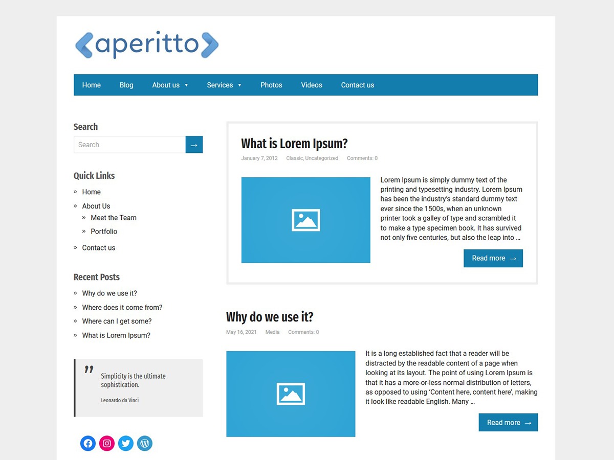 Aperitto WordPress shopping theme