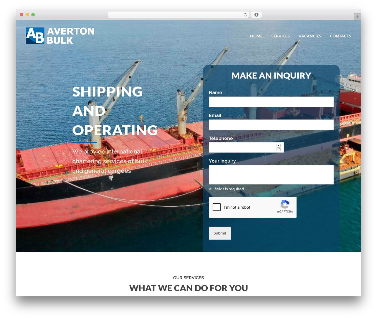 Cargo WordPress theme - avertonbulk.com