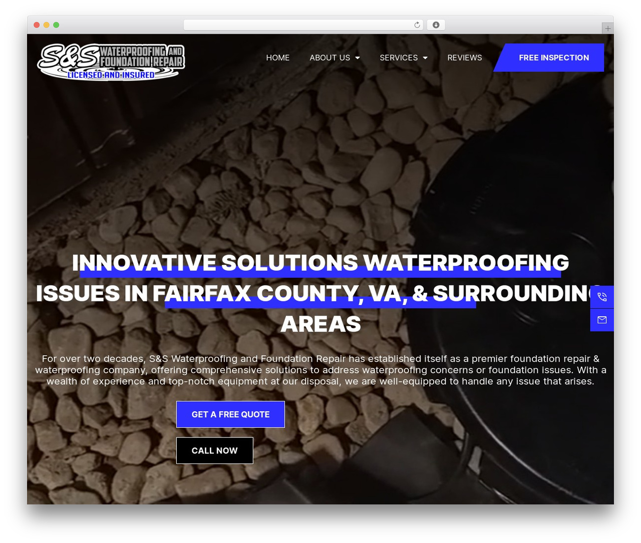 S&S Waterproofing WordPress theme - sswaterproofing.net