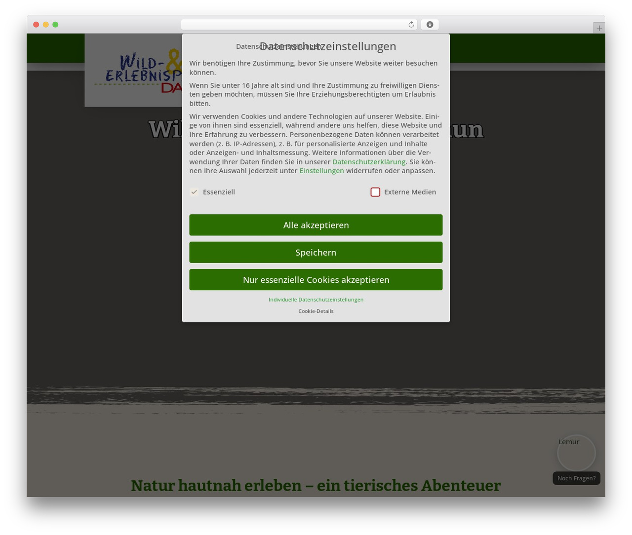 Divi theme WordPress - wildpark-daun.de