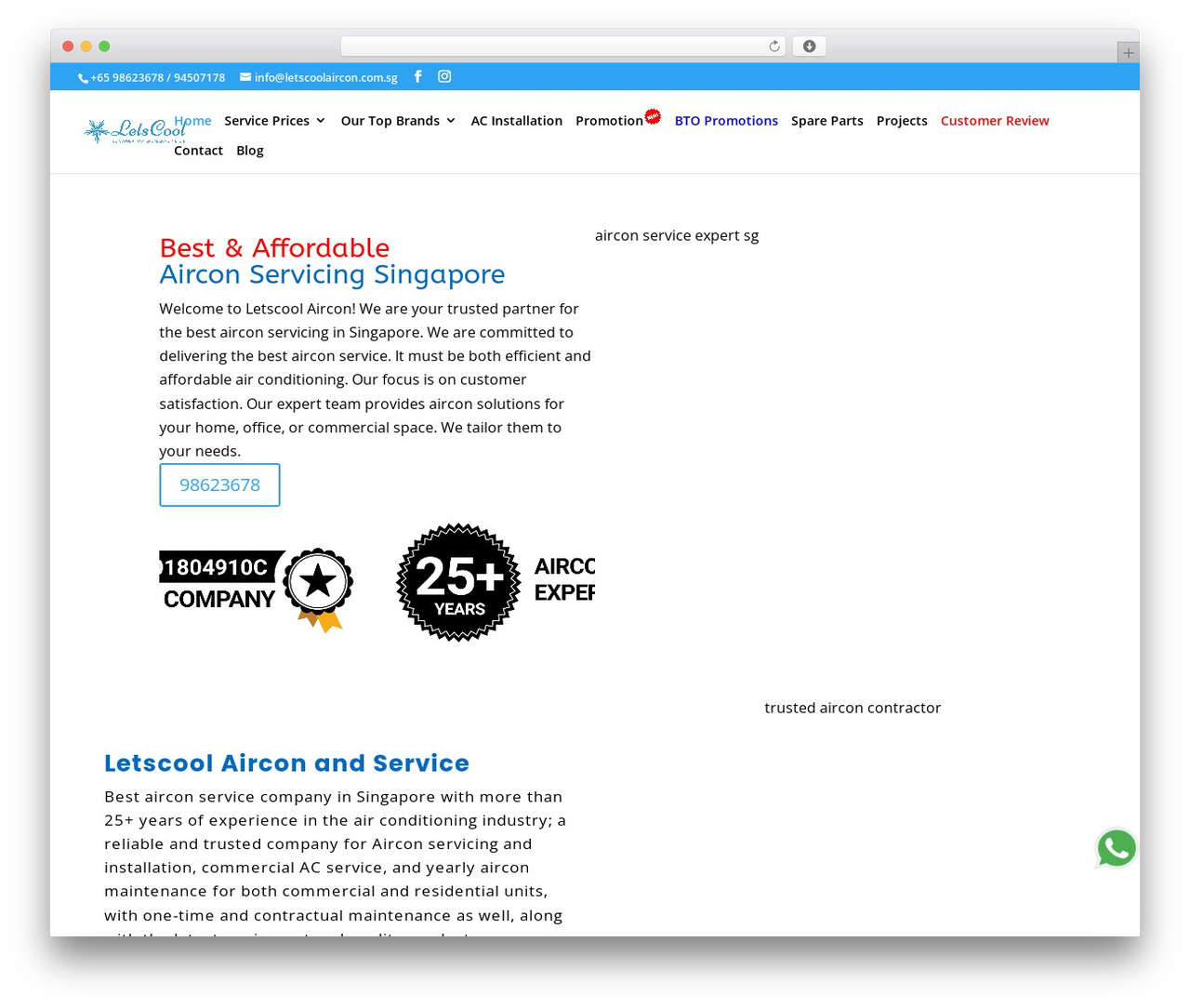 WordPress theme Divi - letscoolaircon.com.sg
