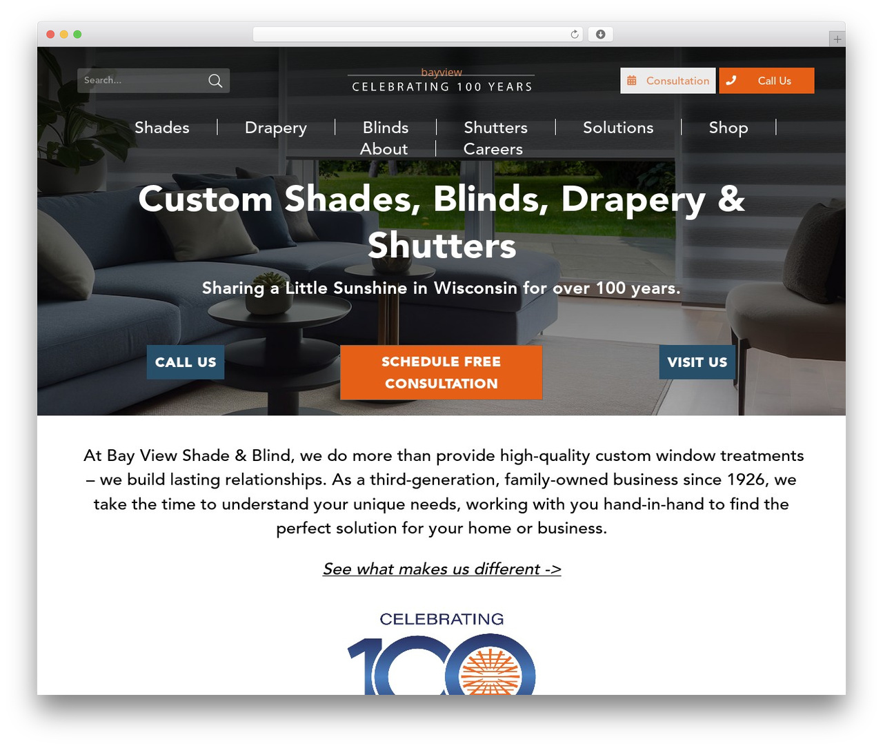 WordPress theme Divi - bayviewshadeandblind.com