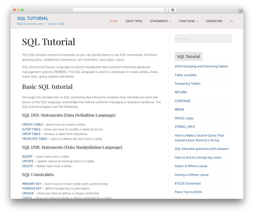 Code Manas WordPress theme - sqltutorial.net