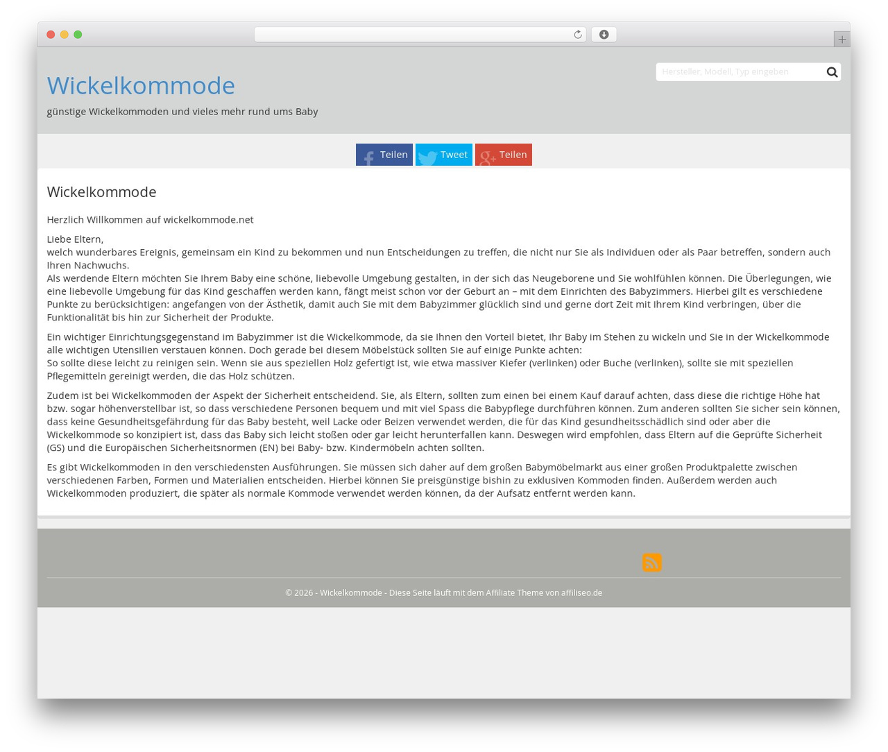 WordPress theme Affiliate-Theme - wickelkommode.net
