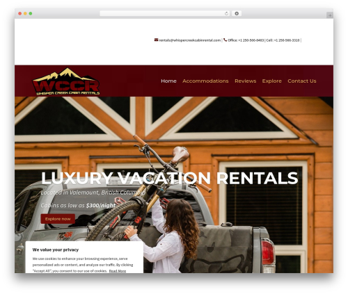 Divi theme WordPress - whispercreekcabinrental.com
