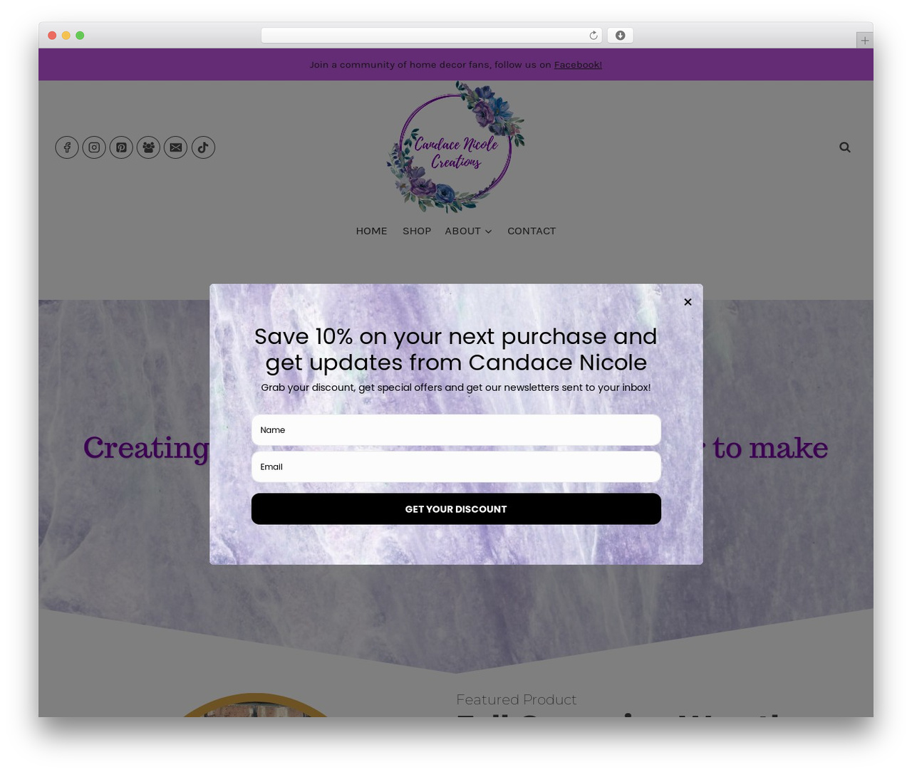 Handmade WordPress theme - candacenicolecreations.com