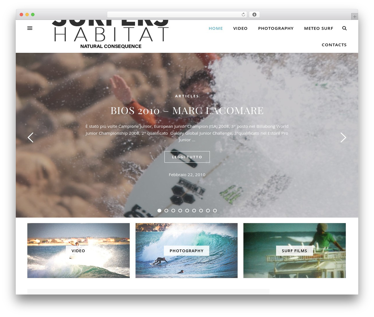 Ashe WordPress theme design - surfershabitat.com