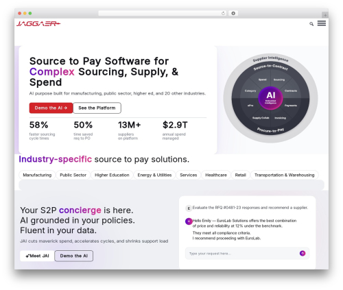 Divi WordPress theme - www.jaggaer.com