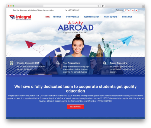 Integeral Education Consultancy WordPress theme design - integraleducate.com