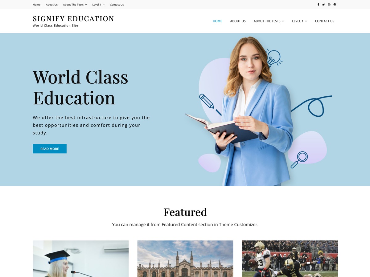 Signify Education WordPress template for business