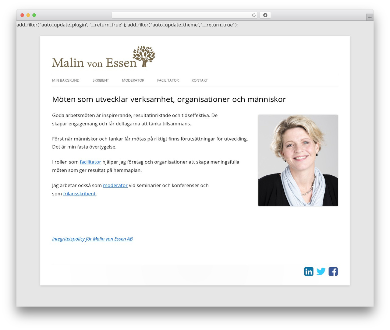Tiny Framework WP theme - malinvonessen.se